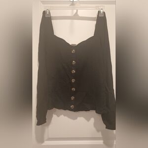 Black Button-Up Women's Top